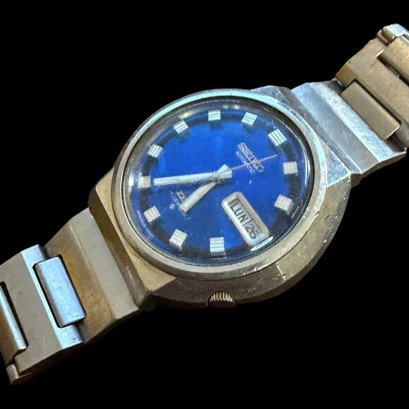 Vintage Seiko Automatic 17 Jewels Blue Dial Day/Date Stainless Steel Men\'s Watch main image 6